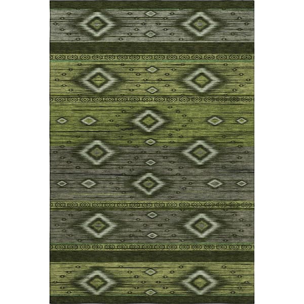 Mayfield Premium Machine Washable Abstract AMF1943 Aloe 10 ft. x 14 ft. Area Rug