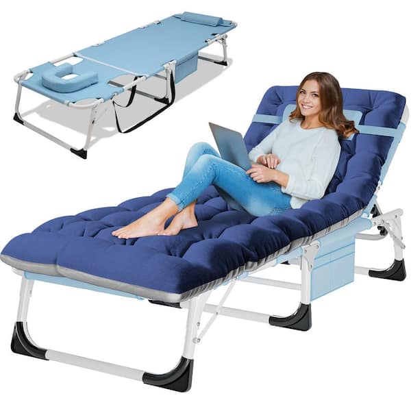 BOZTIY Face Down Tanning Chair with Face Arm Hole, 5-Position Adjustable, Folding Sleeping Bed Cot for Pool Beach Sunbathing