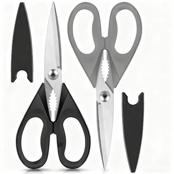 13 in. Heavy Duty Stainless Steel Kitchen Shears with Protective Sheath (Set of 2), Dishwasher Safe, Black and Gray