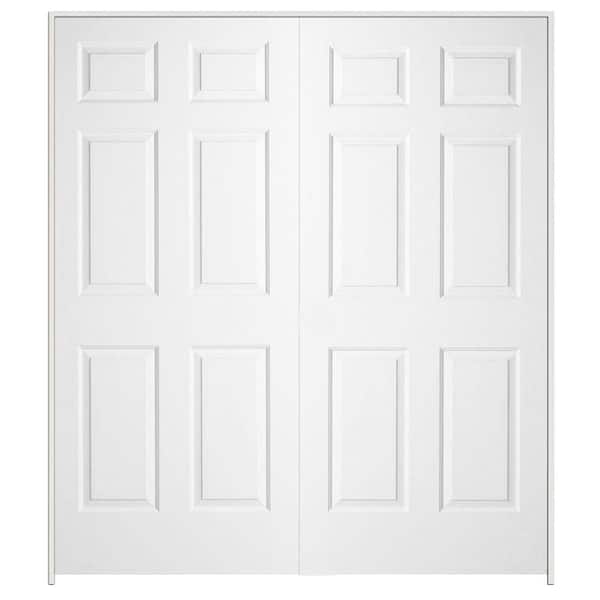 JELD-WEN 60 in. x 80 in. 6 Panel Colonist Primed Textured Molded Composite Double Prehung Interior Door