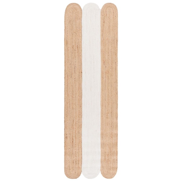 Natural Fiber 2 ft. x 8 ft. Natural/Bleach Striped Solid Woven Runner Rug