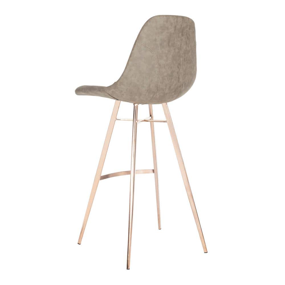 Taupe Faux Leather and Metal Bar Stool