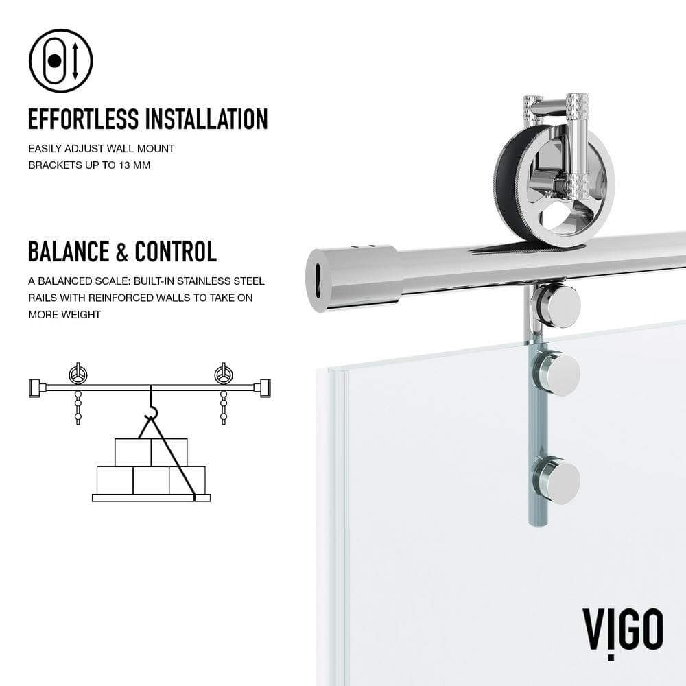 Hamilton 60" Chrome Frameless Sliding Tub Door with Clear Glass