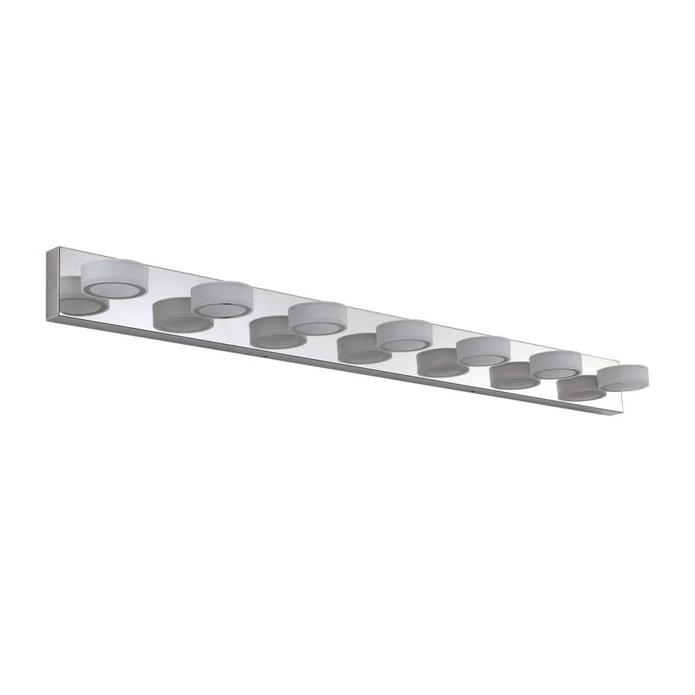 52 in. 7-Light Chrome LED Vanity Light Bar with Acrylic Light Shades-Energy