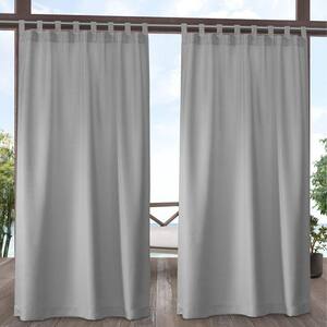 Cabana Cloud Grey Solid Light Filtering Hook-and-Loop Tab Indoor/Outdoor Curtain, 54 in. W x 120 in. L (Set of 2)