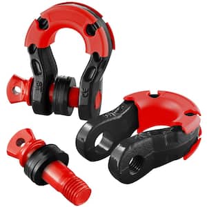 2 Alloy Steel Shackles 30 Ton Break Strength 3/4 in. D-Ring Shackle Heavy Duty Recovery Shackle Towing CableChains Black