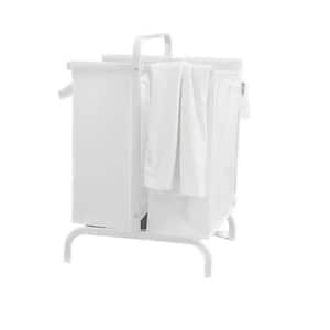 2-Tier Large Oxford Clothes Basket Sorter Laundry Hamper with, Lid and Sorting Cards for Clothes, Toys Storage, White