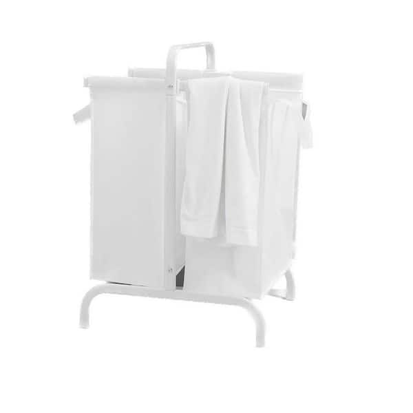 cadeninc 2-Tier Large Oxford Clothes Basket Sorter Laundry Hamper with, Lid and Sorting Cards for Clothes, Toys Storage, White