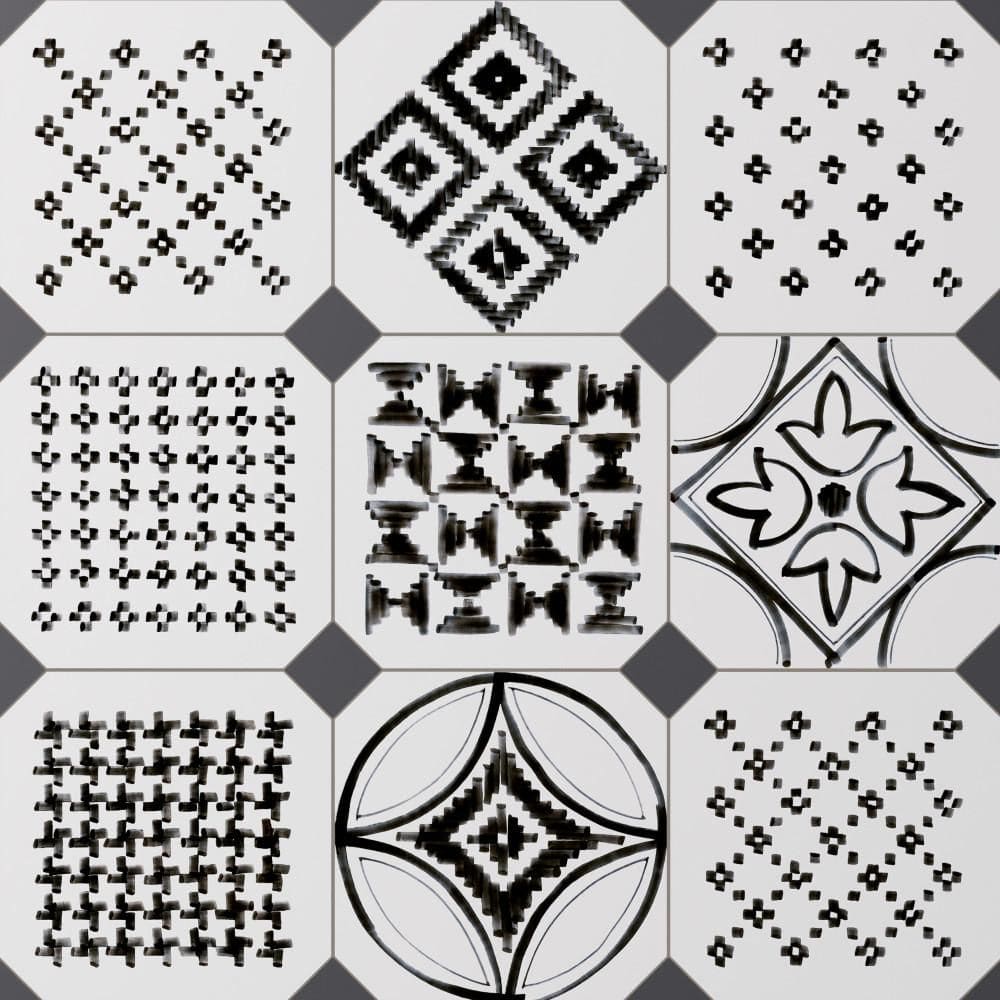 Vaudeville Octagon Sombra with Taco Antracita 8 in. x 8 in. Porcelain Floor and Wall Tile (11.25 sq. ft. /Case) price history on PriceWatchPro