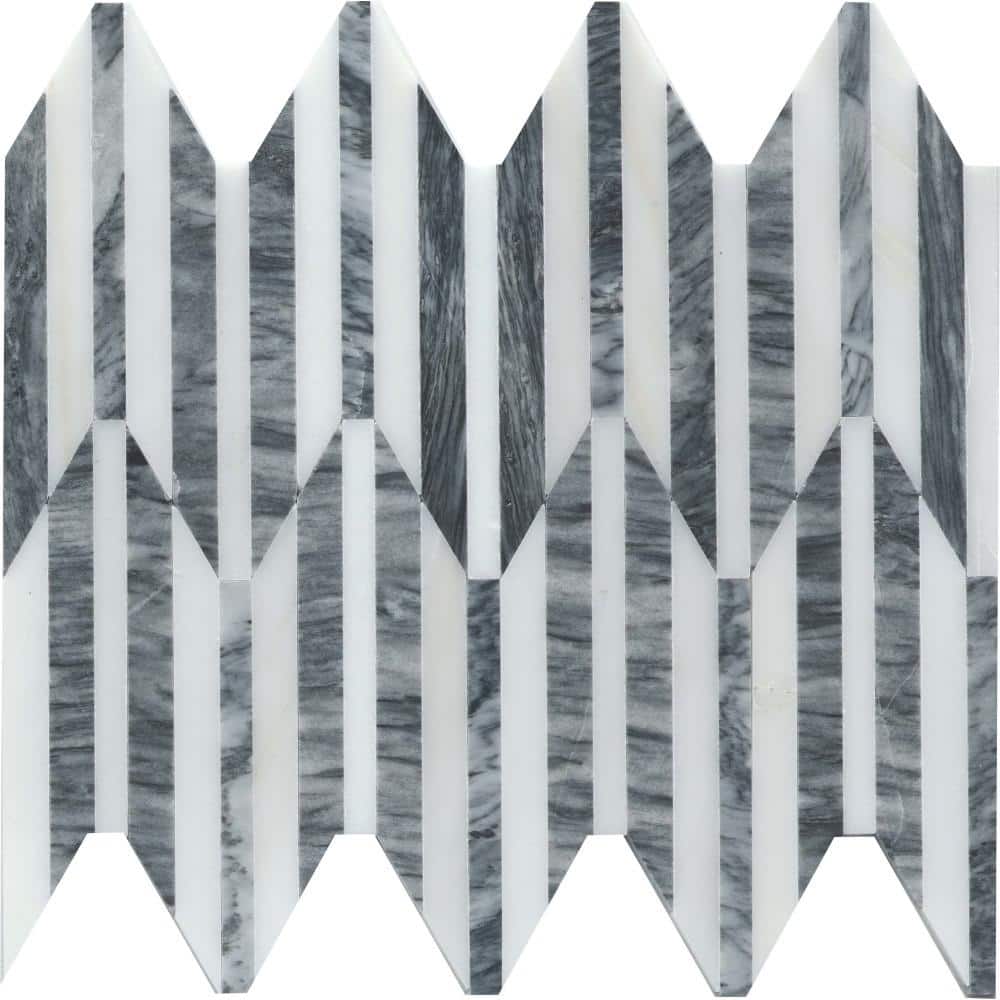 Bizou White/Gray 10 in. x 12 in. Polished Marble Mosaic Wall Tile (5.02 sq. ft./Case) price history on PriceWatchPro