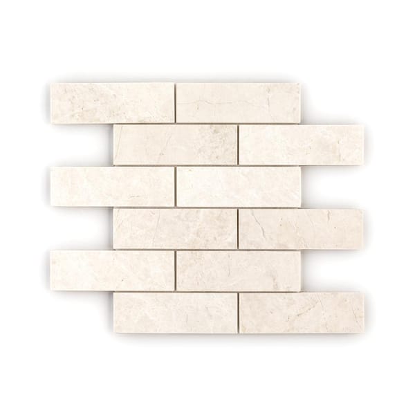 Aged 2" x 6" Vanilla Cream 12 in. x 12 in. Rectangle Honed Marble Wall and Floor Mosaic Tile (10 sq. ft. /Case)