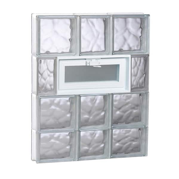 Clearly Secure 21.25 in. x 29 in. x 3.125 in. Frameless Wave Pattern Vented Glass Block Window