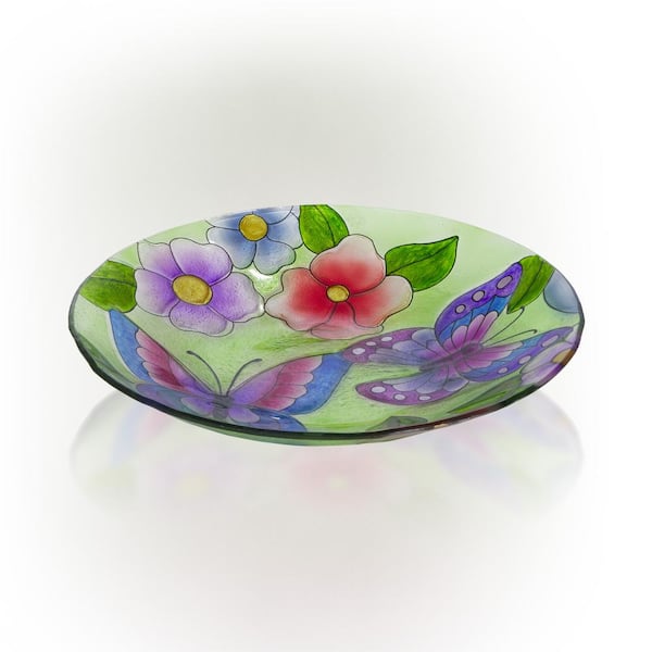 Oversized Enamel Wash Bowl by Butterfly Brand Vibrant Hand-painted Flowers  
