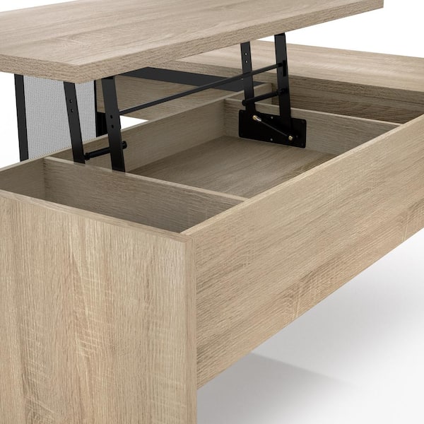 Furniture of America Meyers 65.08 in. Natural Oak L Shaped Furniture of America Meyers 65.08 in. Natural Oak L Shaped