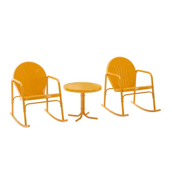 Crosley Furniture Griffith Tangerine 3 Piece Metal Patio Conversation Set Ko10020tg The Home Depot Crosley Furniture Griffith Tangerine 3, Crosley Retro Outdoor Furniture