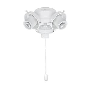 3-Light 5-1/2 in. Painted White Ceiling Fan Fitter Light Kit with Pull Chain (1-Pack)