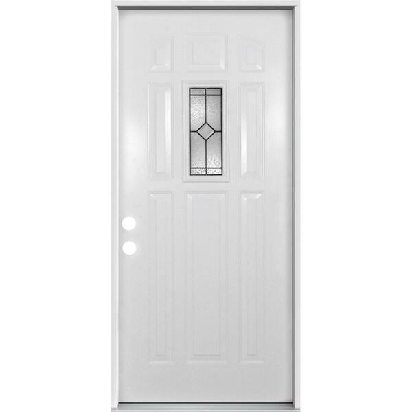 Steves & Sons 36 in. x 80 in. Element Series Lynx Center Square Lite Right-Hand Inswing White Primed Steel Prehung Front Door