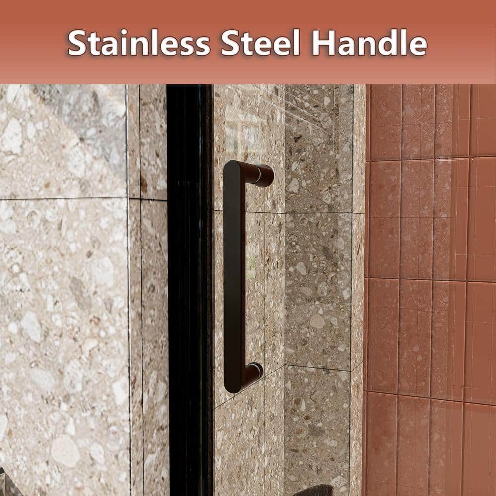 58" Matte Black Frameless Sliding Bathtub Door with Clear Glass