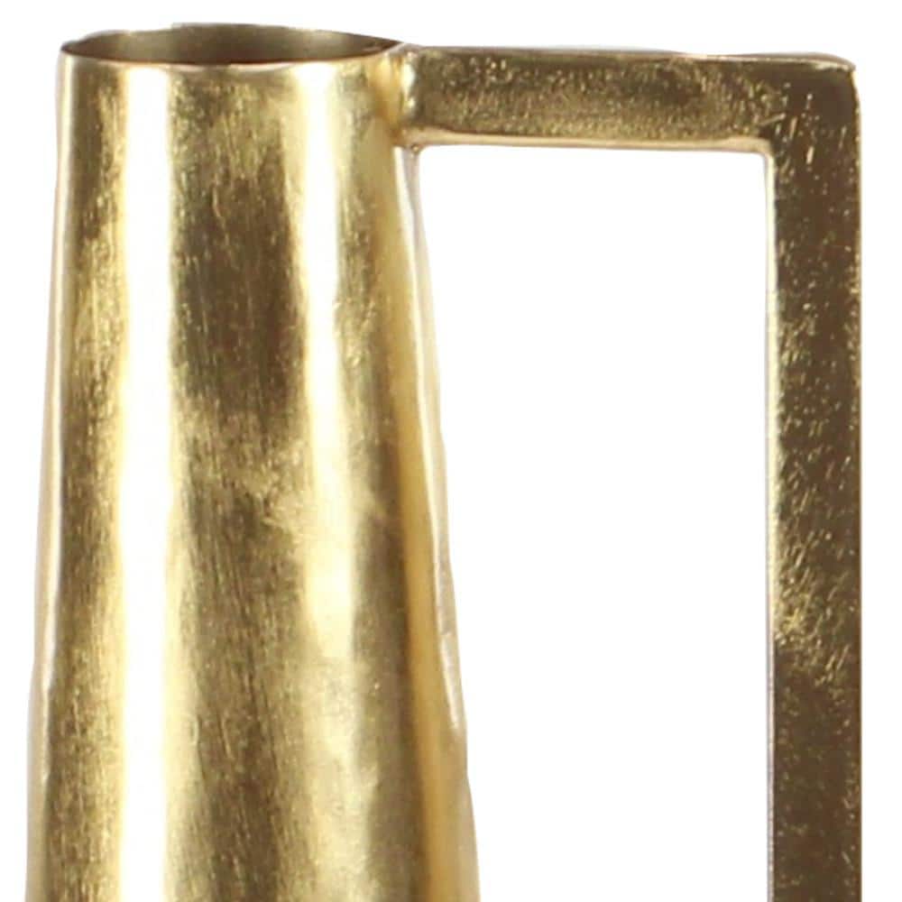 Gold Slim Cone Metal Geometric Decorative Vase Set
