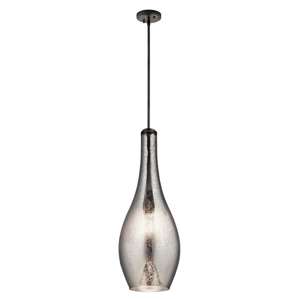 Everly 29.5" Teardrop Pendant with Mercury Glass and Bronze Finish
