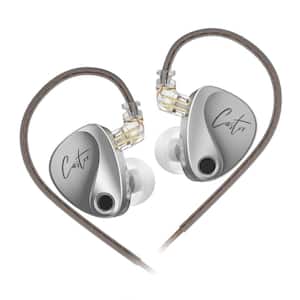 Ear Monitor Gray Dual-Dynamic Drive Wired HiFi Improved Bass Earbud & In-Ear with Tuning Noise 2 PIN Detachable Cable