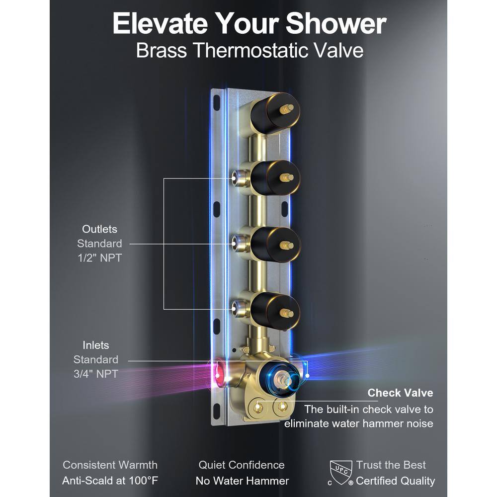 Matte Black 20" LED Ceiling Shower System with Bluetooth Speaker