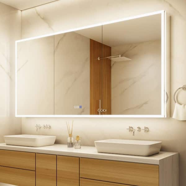 72 in. W x 36 in. H Rectangular Aluminum Medicine Cabinet with Mirror