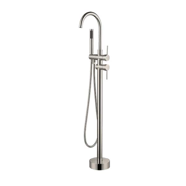Barclay Products Elora 2-Handle Freestanding Tub Faucet with Hand Shower in Brushed Nickel