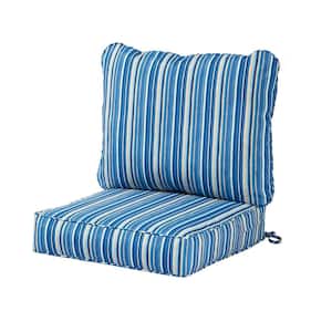 24 in. x 24 in. 2-Piece Deep Seating Outdoor Lounge Chair Cushion Set in Sapphire Stripe