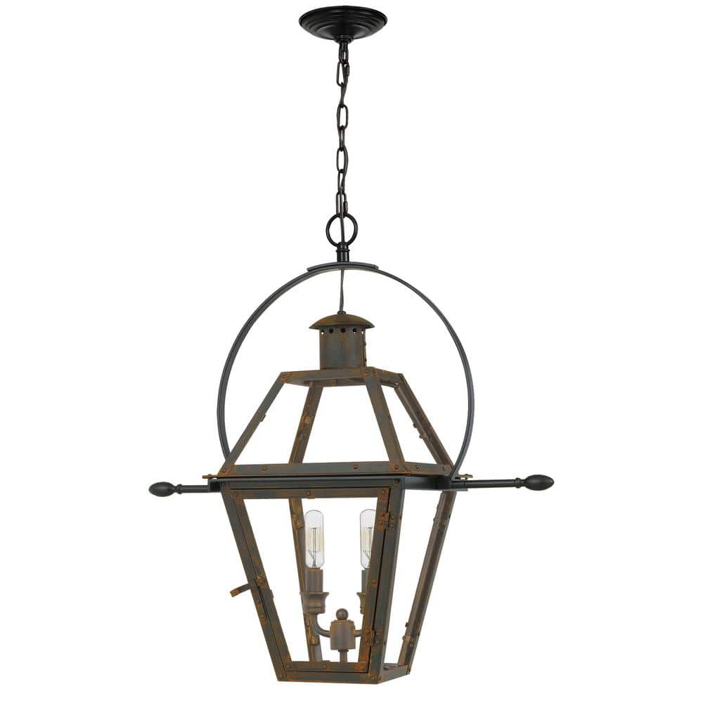 Quoizel 23.5" Industrial Bronze Outdoor Pendant with Clear Glass