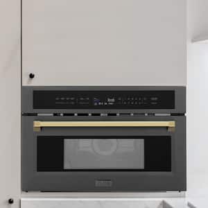 Autograph Edition 30 in. 1000-Watt Built-In Microwave Oven in Black Stainless Steel & Polished Gold Handle