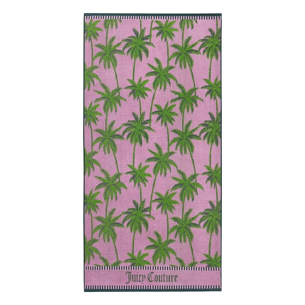 Juicy Palm Trees Pink/Green Floral Cotton Single Beach Towel