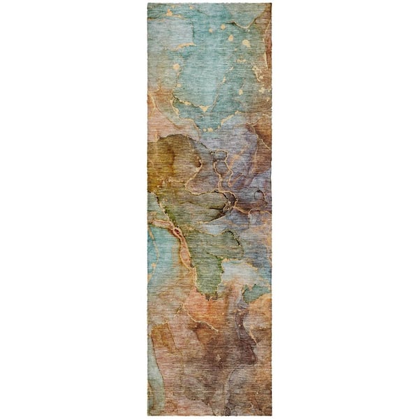 Dream Shag Premium Machine Washable Abstract ADS689 Teal 5 ft. x 7 ft. 6 in. Area Rug