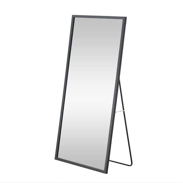 Black 31.4 in. W x 71 in. H Rectangle Wood Full Length Mirror, Floor standing bedroom porch dressing HD explosion-proof