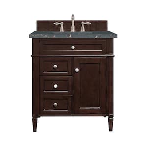 Brittany 30.0 in. W x 23.5 in. D x 34.0 in. H Single Vanity in Burnished Mahogany with Bleu Quartz Top