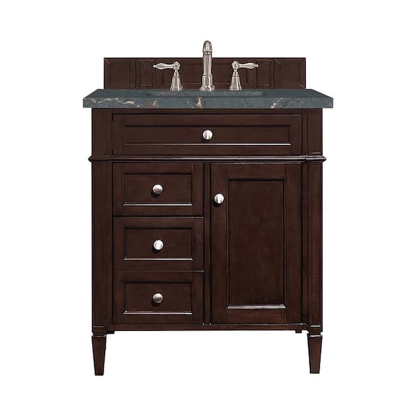 James Martin Vanities Brittany 30.0 in. W x 23.5 in. D x 34.0 in. H Single Vanity in Burnished Mahogany with Bleu Quartz Top