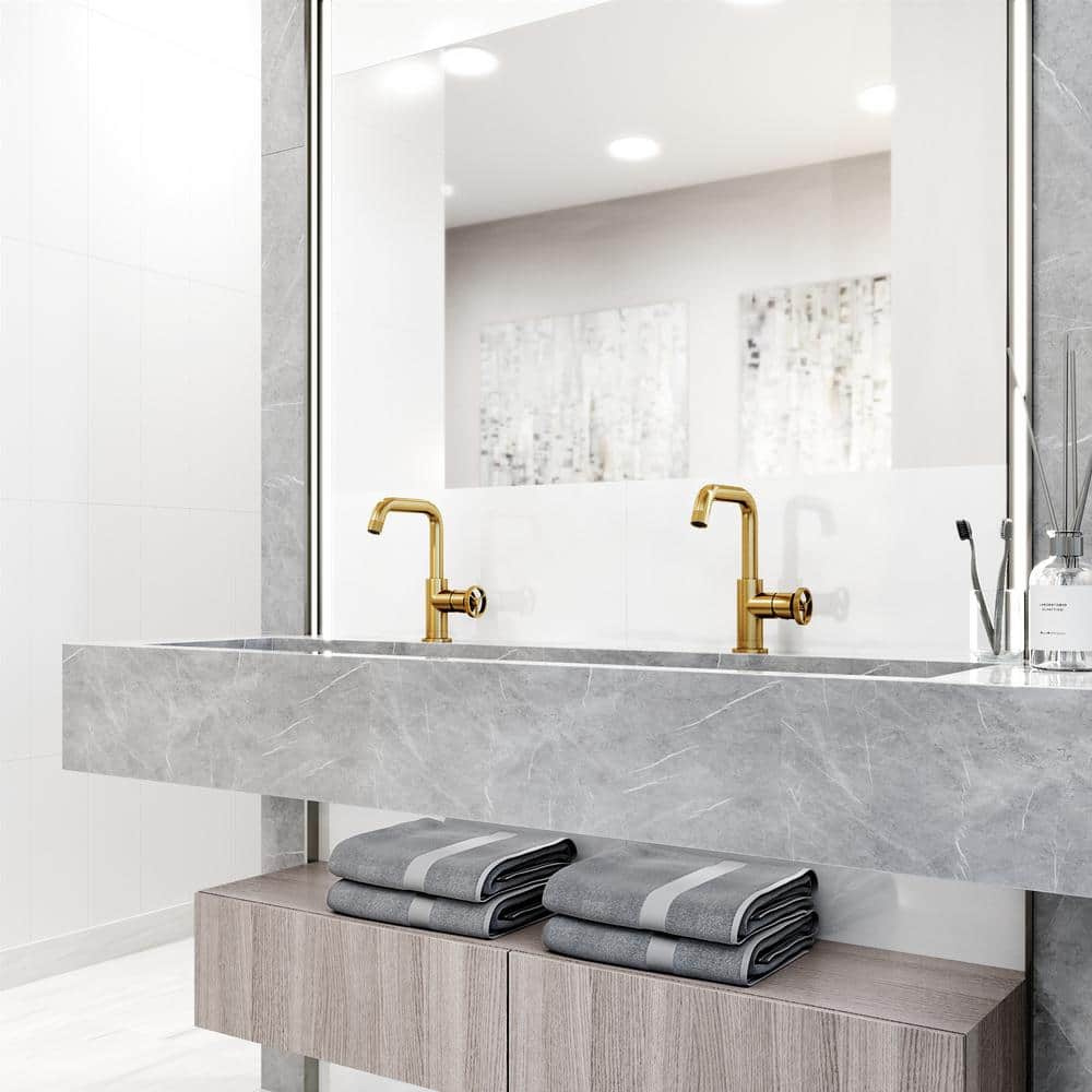 Cass 9'' High Single Handle Chrome Bathroom Faucet with Diamond Knurling