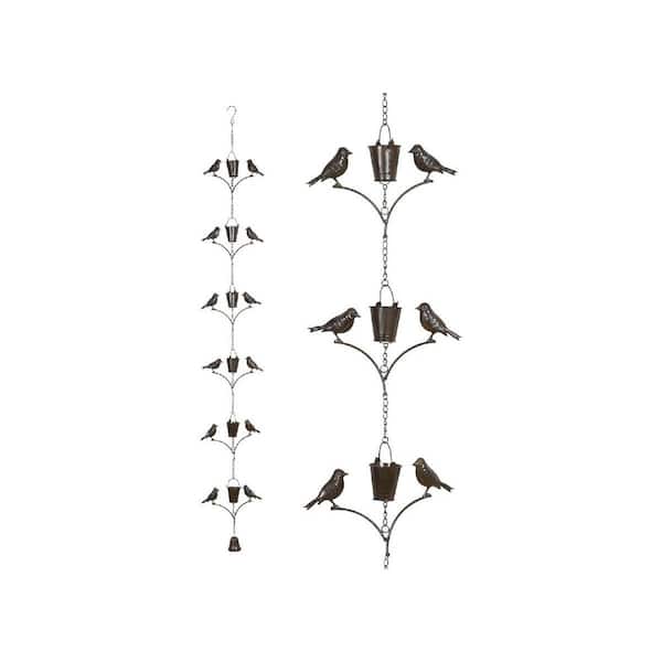 7 ft. Black Bird Rain Chain for Outdoor Garden