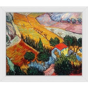 Landscape with House and Ploughman by Vincent Van Gogh Galerie White Framed Nature Painting Art Print 24 in. x 28 in.