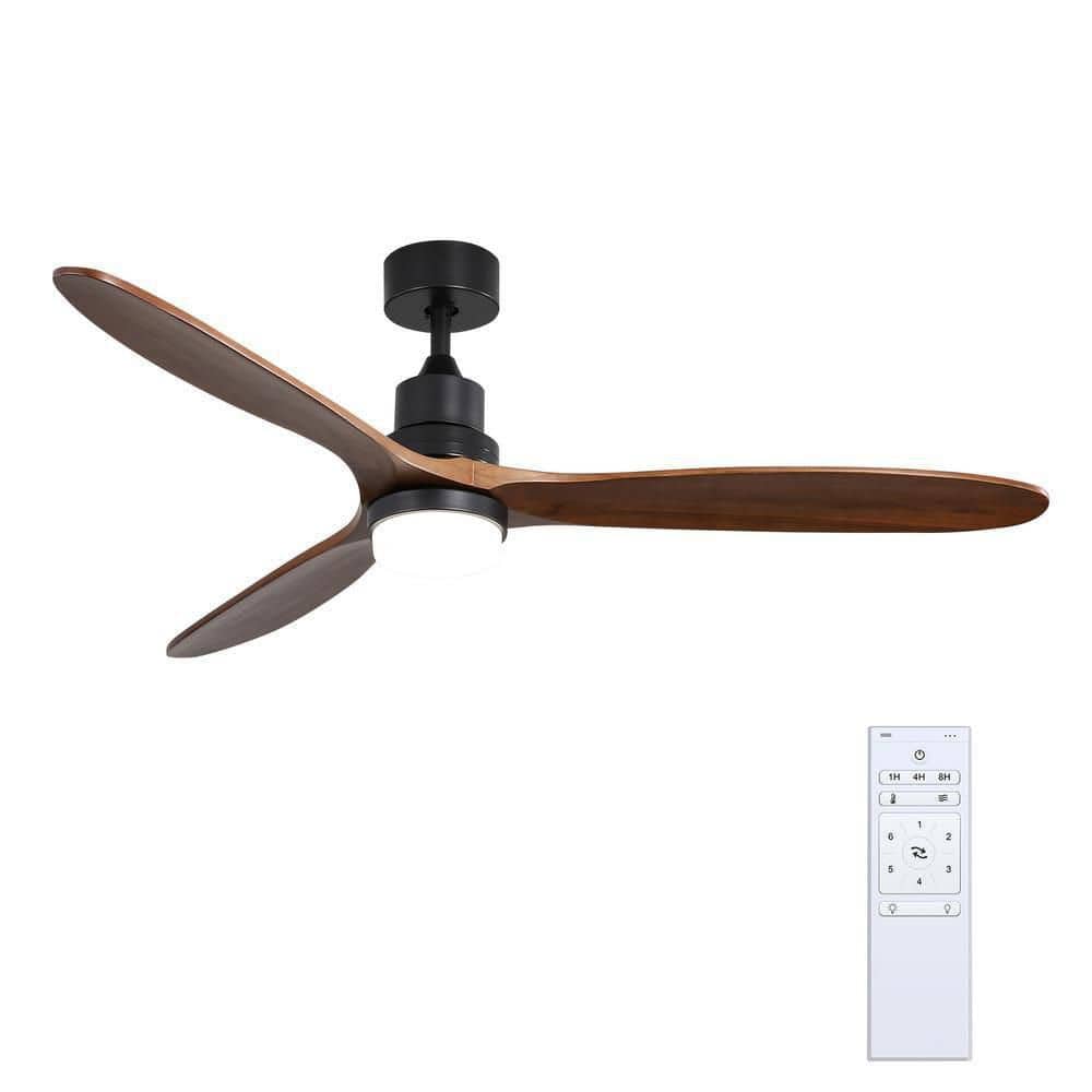 60 in. Ceiling Fan with Integrated LED 3 Carved Wood Fan Blade Noiseless Reversible Motor Remote Control price history on PriceWatchPro