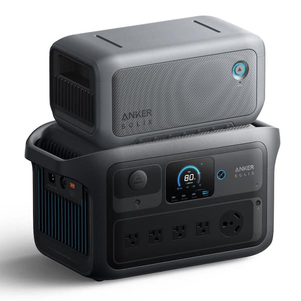 SOLIX C2000X Gen 2 2,400-Watt, 2kWh Push Button Start Solar Generator and BP2000 Expansion Battery, 4kWh