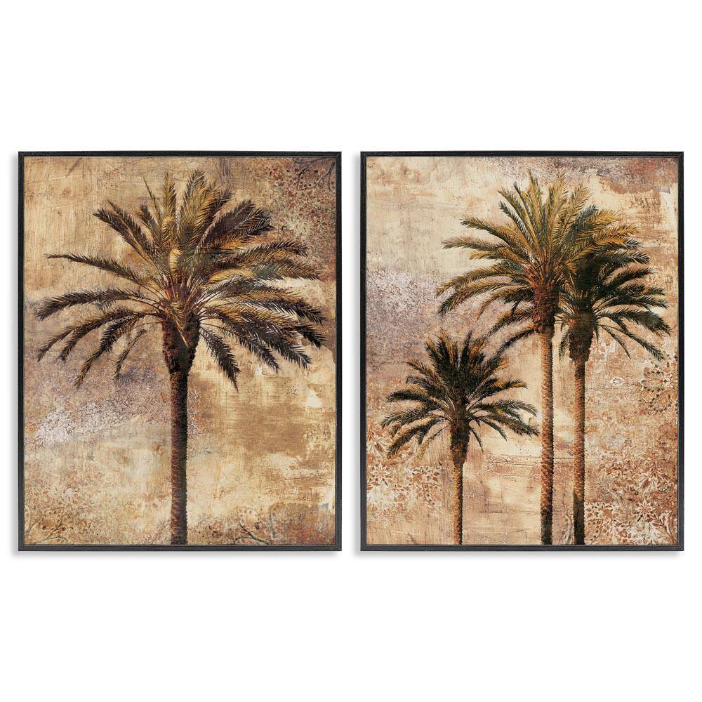 Arching Palm Leaves by John Seba 2-Pieces Black Framed Nature Giclee Art Print 30 in. x 24 in. price history on PriceWatchPro