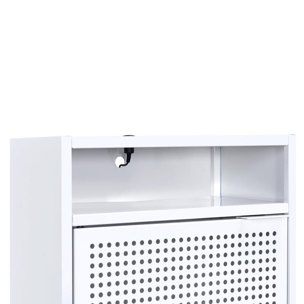 Gemma 19" White Metal Nightstand with USB Port