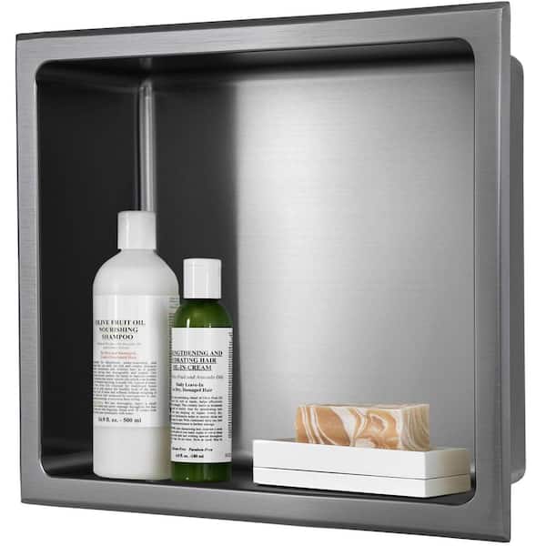 AKDY 14 in. W x 12 in. H x 4 in. D 18-Gauge Stainless Steel Bathroom Shower Wall Niche in Graphite Black