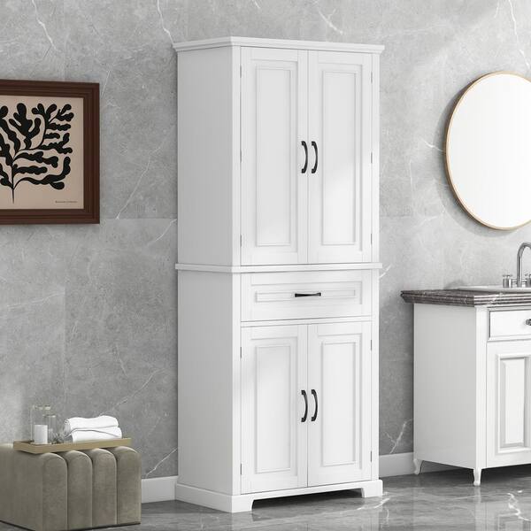 15.74 in. W x 11.8 in. D x 64.96 in. H White Narrow Height Slim Tall Linen Cabinet