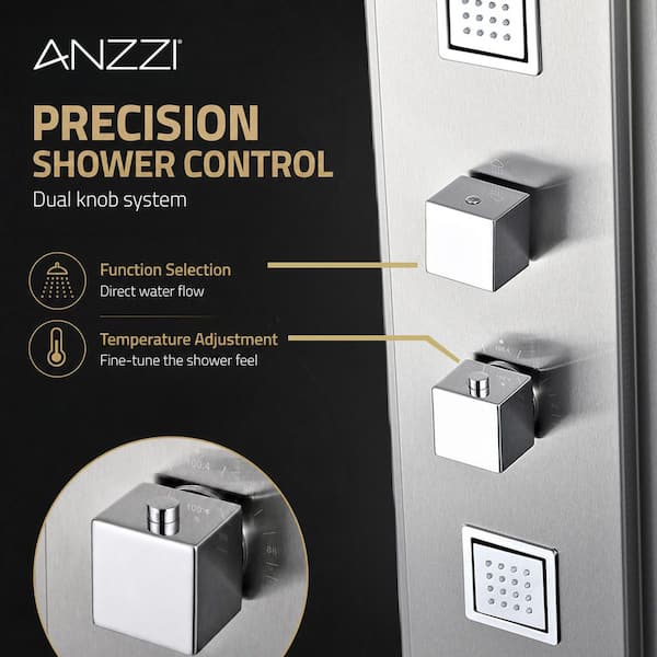 ANZZI VISOR Series 60 in. 4-Jetted Full Body Shower Panel System