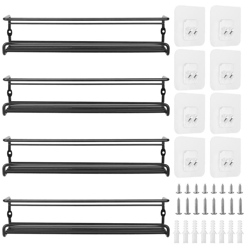 Aoibox 4Pcs Wall Mount Spice Racks Seasoning Herb Jar Holder Organizer