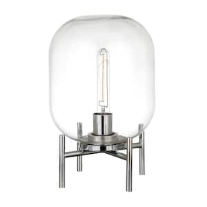 Edison 15 in. Polished Nickel Table Lamp with Glass Shade