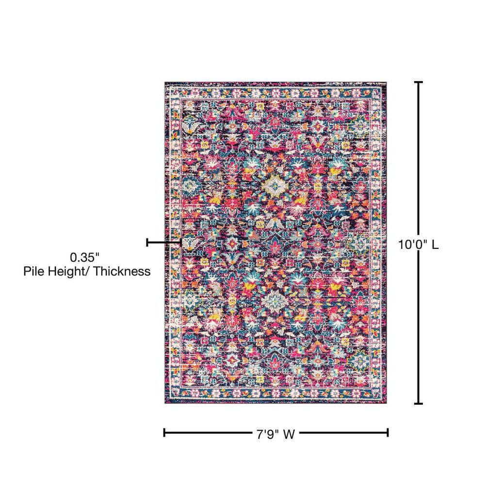 Ivory Rectangular 8' x 10' Stain-Resistant Synthetic Area Rug