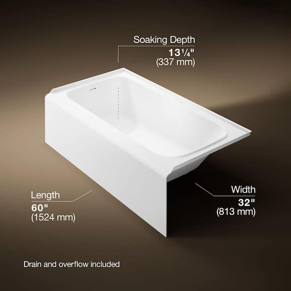 Paces 60 in. x 32 in. Soaking Bathtub with Left Hand Drain in White